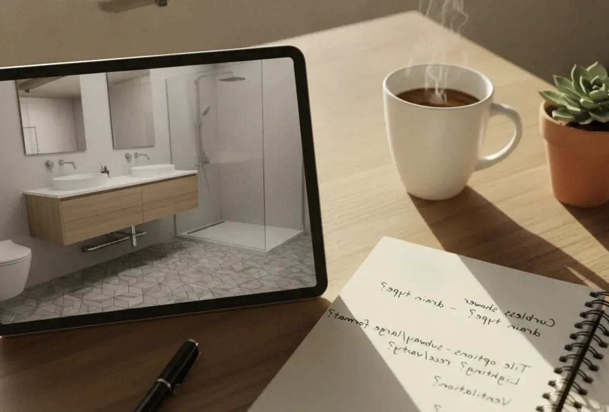 Bathroom project planning illustration